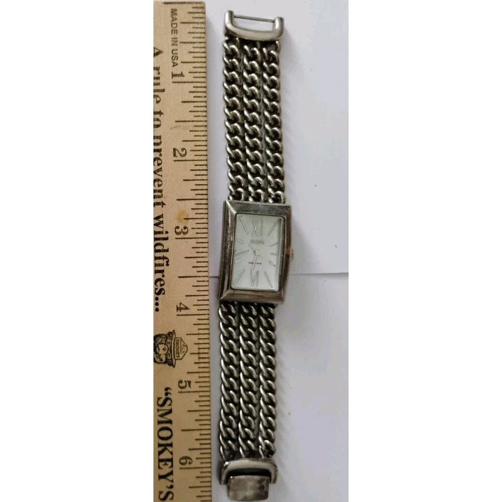 Ecclissi 33830 Sterling Silver 925 Triple Strand Chain Watch MOP Fresh Battery